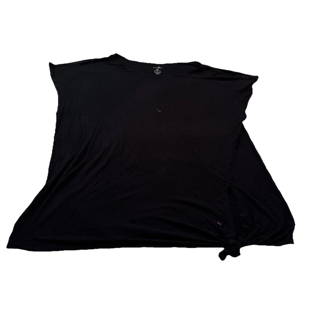 Just Be XL Short Sleeve Black Pullover Front Twist Rayon/Spandex Blouse